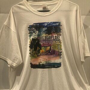 Big Bear Lake Shirt, California, white shirt, XL, bear , short sleeve